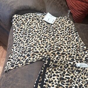 Leopard Print Strapless Top and Shorts Set